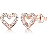 ZDE S925 Sterling Silver Heart Earrings Women Earrings Cubic Zirconia Men Hypoallergenic Non-Nickel Cartilage Earrings Studs Sensitive Ears Simple Classic 5mm Tiny CZ Stud Earrings
