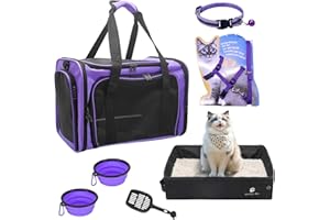 JOLL JOLL Soft-Sided Cat Carrier with Litter Box for Traveling & Camping, Pet Bag Fit Pets Up to 20lbs,17.7' * 11.8 * 11.8 inches Cat Travel Carrier Purple