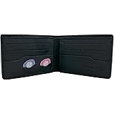Anthology Gear Minimalist Bi-fold Leather Wallet - with Guitar Pick Holder Full Grain Leather (Carbon Black)