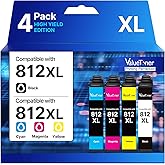812XL Ink Cartridges Combo Pack Remanufactured for Epson 812XL Ink Cartridges | 812XL 812 Ink Cartridge for Epson Workforce Pro WF-7840 WF-7820 WF-7310 EC-C7000 (4 Pack,Black Cyan Magenta Yellow)