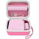 Sticker Printer Case for Anycash/for ETIKEZ PM290C/ for Nelko PM230/ for Memoking T02/ for Phomemo M02/ T02/ Q30S Mini Photo Printer. Holder for Label Maker, Thermal Paper, USB Cable (Box Only)-Pink
