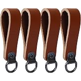 Leather Tool Belt Suspender Loops,KUNN 4-Piece Heavy Duty Suspender Strap Belt Connectors Accessories,Brown