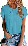 Dokotoo Womens Casual Summer Basic Pleated Tops