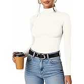 MANGOPOP Women's Mock Turtleneck Long Sleeve Shirt Fall Outfits Fashion Thermal Undershirt Basic Tops Fleece Lined Tee 2025