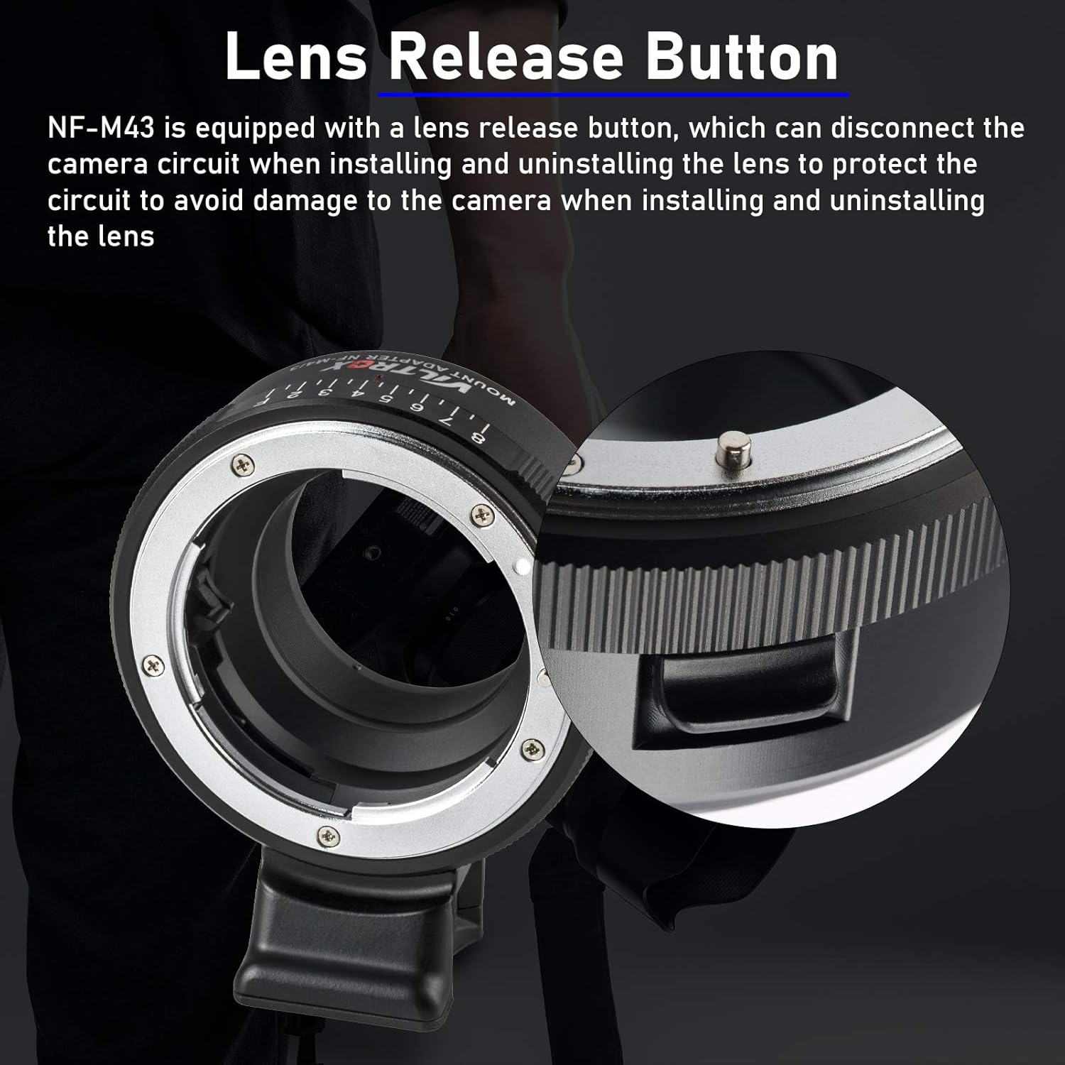 Viltrox NF-M4/3 Manual Focus Lens Mount Adapter for Nikon G/F/AI/S/D Type Lens to M4/3 Mount Camera GH5 GH4 GF1 GF6 GX85 GX7 E-M5 E-M10 E-M10II E-PL3 Pen-F with Aperture Dial - Image 5
