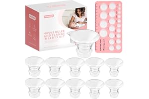 Flange Sizing Kit, 10PCS Flange Insert 13/15/17/19/21mm for 24mm Flange/Shield of Most Pumps, Silicone&Soft Flange Size Nippl