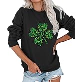 YOPLANET Women's St Patrick's Day Shamrock Sweatshirt Irish Shirts Pullover Top Cute Long Sleeve Holiday Outfit & Gift