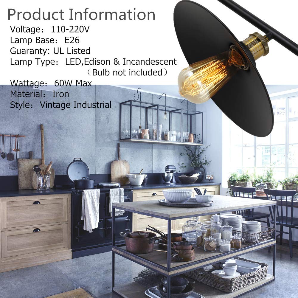 Lampundit Industrial 3-Light Pulley Island Pendant Light, Adjustable