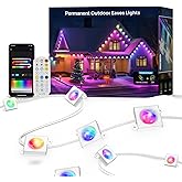 Permanent Outdoor Lights for House: 100FT RGB+IC LED Eave Light with Smart APP & Remote Control, 72 Scene Modes, IP65 Waterproof String Lights-Party, Christmas Decoration(Extension Cord Not Included)