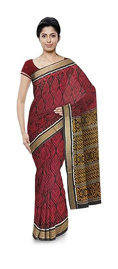 BOYANIKA Womens Sambalpuri Cotton Saree (boyanika 20_Black)