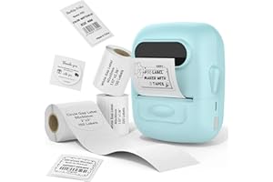 MARKLIFE Label Maker Machine with Tape Barcode Label Printer - Mini Portable Bluetooth Thermal Labeler for Address Clothing Jewelry Retail Barcode Small Business Home Office (Blue+3 Labels(W/W/C))