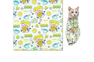 ASDTGOE Cat Wrap for Cutting Nails Cloth Burrito Wrap for Nail Clipping,Scratch and Escape Prevention,Multi-Purpose Swaddle Wrap Pet Worker (Cows + Corn, 21.65inchx21.65inch)