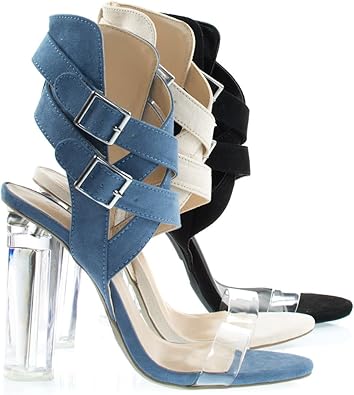 perspex block heel sandals