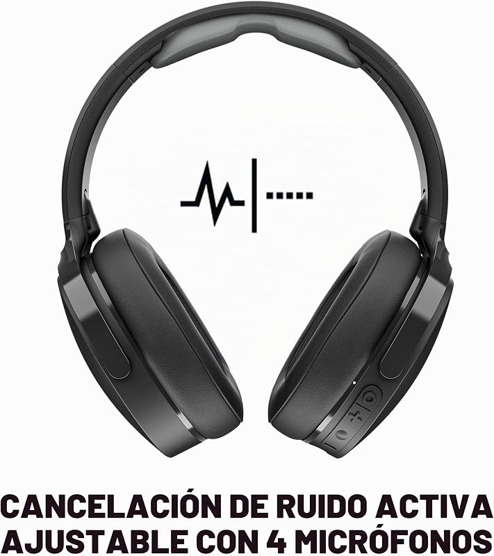 Hesh ANC Cascos Over-Ear Inalámbricos con Cancelación de Ruido, 22 h de Autonomía, Micrófono, Compatibles con iPhone Android y Dispositivos Bluetooth - Negro