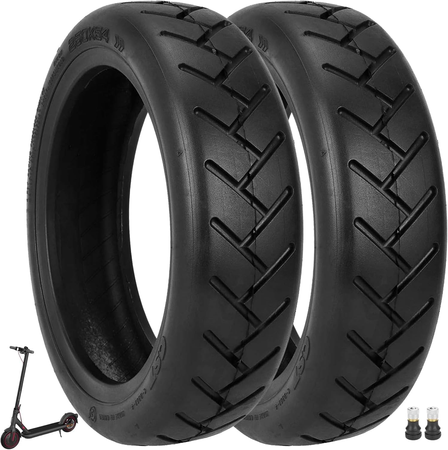 VOLOHAS 250 x 54 Tubeless Tyres 10 Inch Tubeless Tyres for Xiaomi 4Pro/4Lite Electric Scooter Accessories Explosion-Proof Thickened Road Tyres Replacement Wheels (Pack of 2)