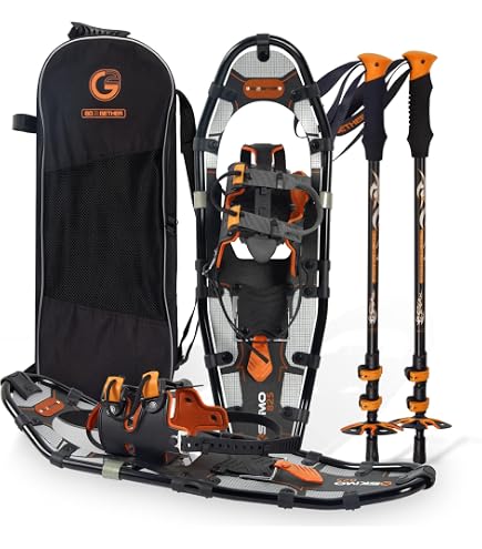 Raquettes à Neige VNV - Alliage Aluminium Léger - Tailles 21"/25"/30" - Avec Bâtons Et Sac