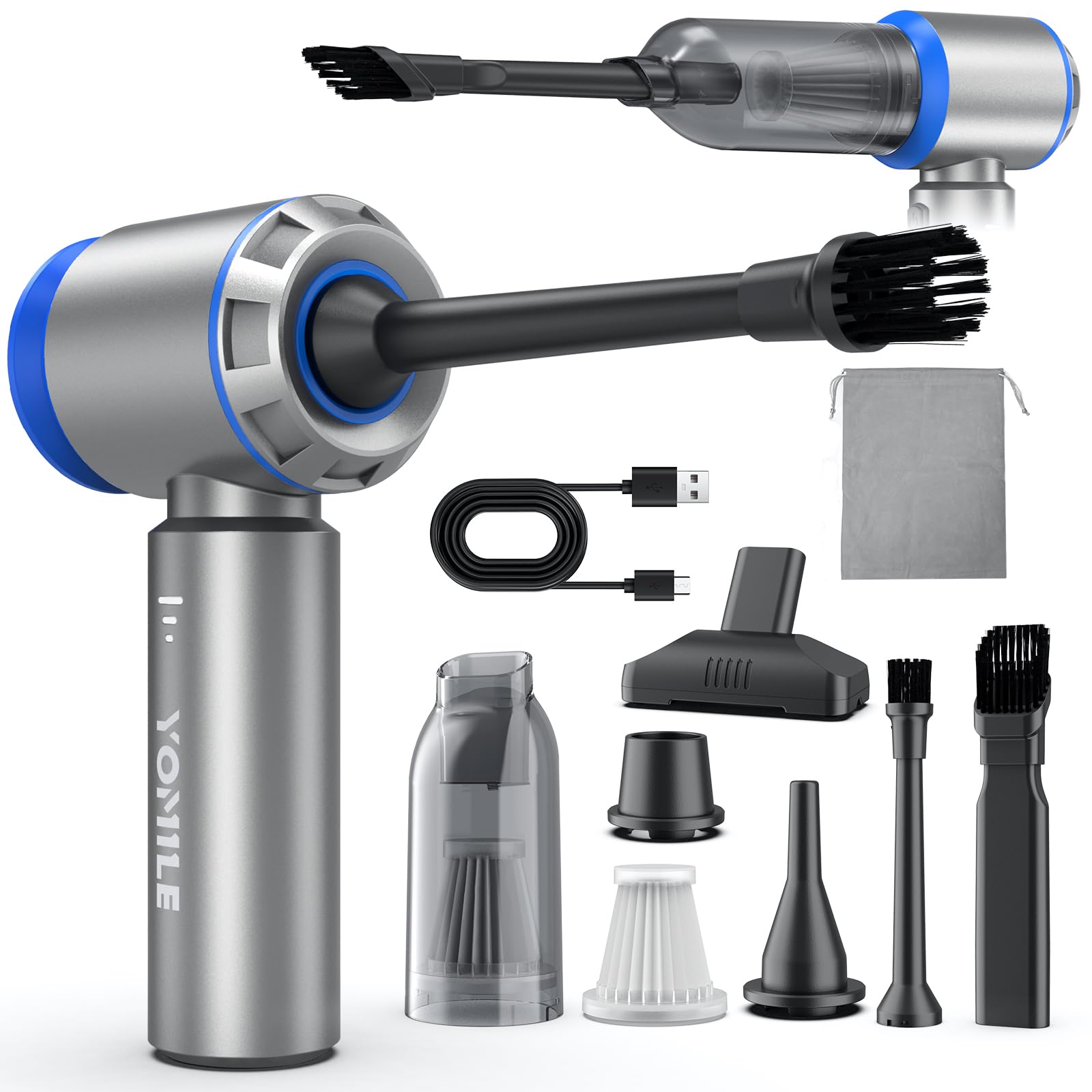 Photo 1 of Electric air Duster - 2 in 1 210000RPM Brushless Air Duster & 21000PA Car Vacuum 9000mAh Battery Air Blower Wireless Handheld Vacuum for Car,Office and Home (Blue, 210000RPM)