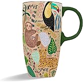 TZSSP Animal Design Ceramic Mug with Lid, 17oz Cute & Funny Novelty Coffee Cup for Home and Office, Unique Gift Idea