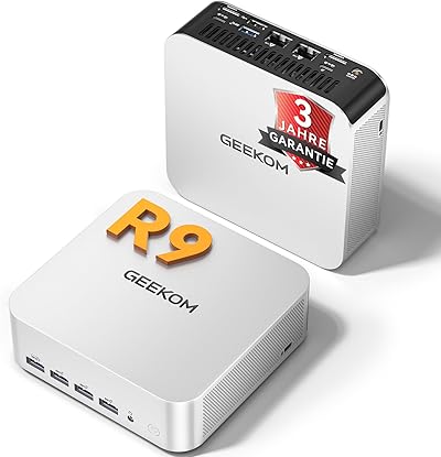 GEEKOM AI Mini PC A7 Max [2026 Edition] mit AMD Ryzen 9 7940HS | aufrüstbarem DDR5 RAM(kein festgelegter LPDDR, bis zu 128 GB) + 1TB SSD(bis zu 4TB), Mini PC Windows 11 Pro | 4 Modus | SD-Slot