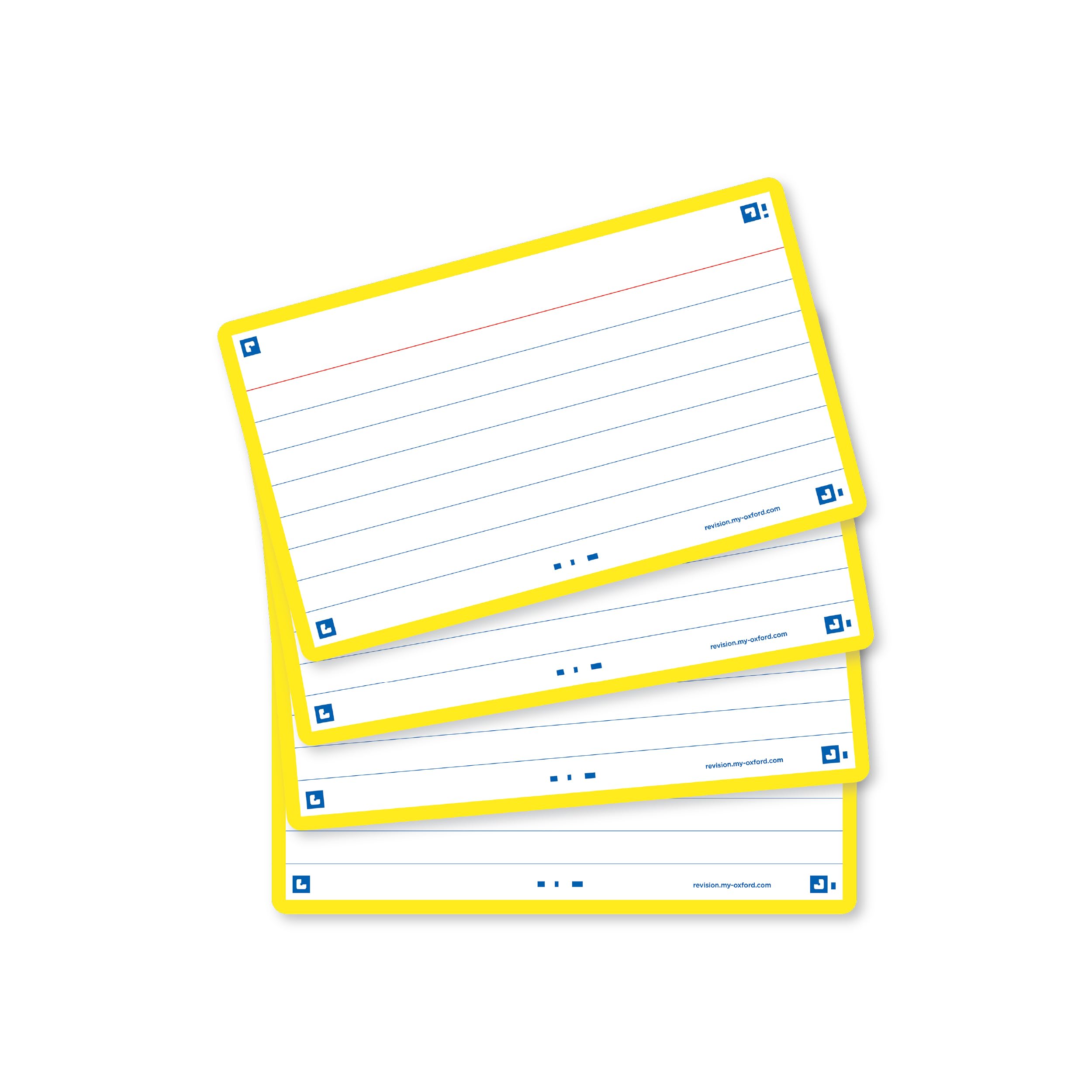 Oxford Flash Cards, Ruled with Yellow Frame, 7.5 x 12.5 cm, Pack of 80