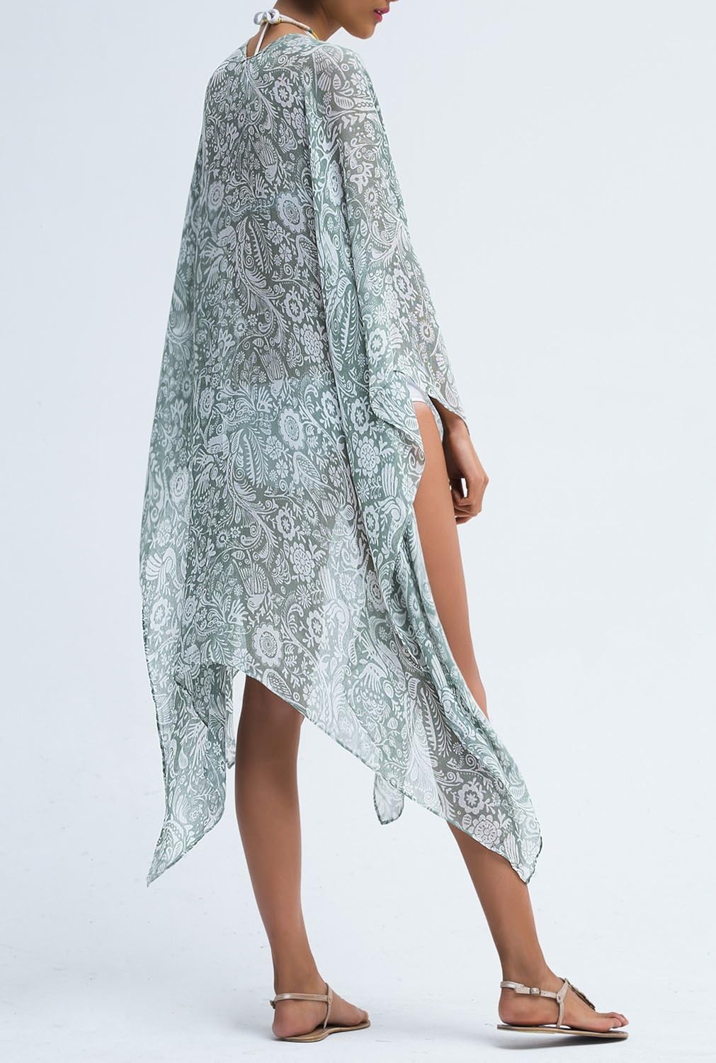 Moss Rose Women's Beach Cover up Swimsuit Kimono Cardigan with Bohemian Floral Print (Color 9) at  Women’s Clothing store