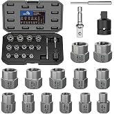 STREBITO Bolt Extractor Kit, 16PCS Cr-Mo Steel Bolt Extractor Scoket Set | Hex Adapter, Socket Adapter, Knockout Pin, 3/8" Drive Impact Bolt &amp; Nut Remover Set for Rusted, Damaged, Round Bolt Nut Screw