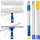 ITTAHO Window Squeegee with Extension Pole, Separate 12" Squeegee &amp; 11" Microfiber Scrubber Heads, Window Cleaning Kit for Hard-to-Reach Windows, Shower Doors, Car Windshields, Indoor Outdoor-2 Pads