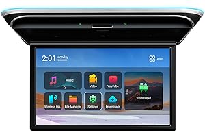 XTRONS Android Car Overhead Player 17.3 Inch Wide IPS Screen 8K Video Car Roof Mount Monitor with Built-in Stereo Speakers Flip Down Overhead Car Monitor Support Bluetooth 5.0, WiFi, HDMI, USB, IR