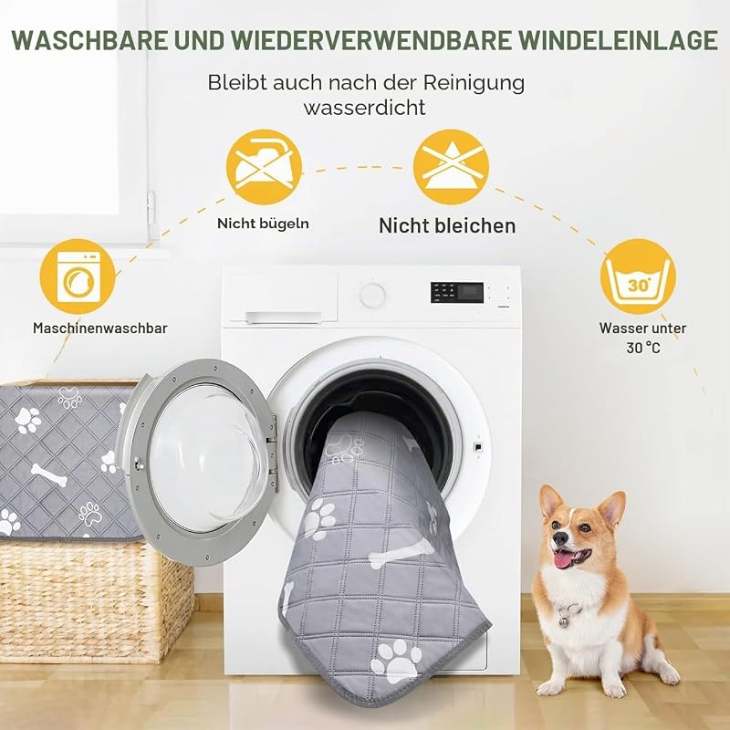 2er 60×50 cm Extra Saugstark und Dick Welpenunterlagen waschbar Wiederverwendbare Hundetrainingspads Auslaufsicher und rutschfest Puppy Pads für Welpentraining Hunde Katzen Kaninchen