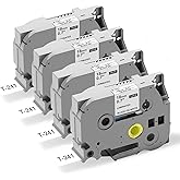 Label Maker Tz Tape 18mm 0.7 Laminated White Replacement for Brother TZ Tze-241, Black on White Labels Refill for P Touch PT-D410 PT-D610BT PT-D400 PT-D460BT 4 Pack