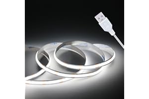 UVTaoYuan Led Strip Lights, 5V USB LED Lighting COB Short LED Strip Light White Flexible Not Dimmable led Light for Display Cabinet, Living Room,DIY Home COB Lighting Decor tv Lights (3.28FT 6500K)