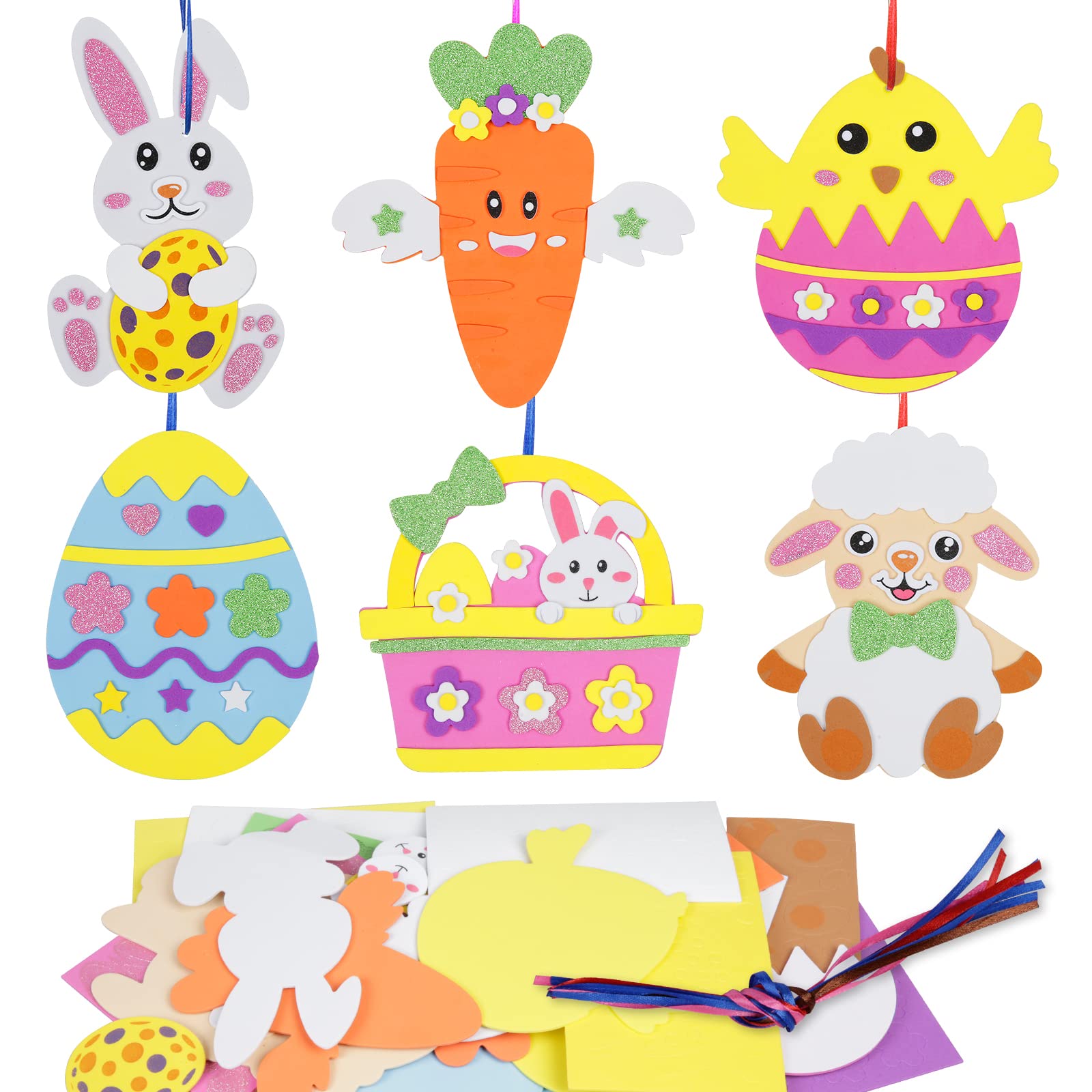 LAMEK 12 PCS Easter Craft Kit Creative Easter Decoration Kids Arts Crafts Party Supplies for Girls Boys DIY Make Your Own Mix & Match Ornaments Crafting Activities Gift