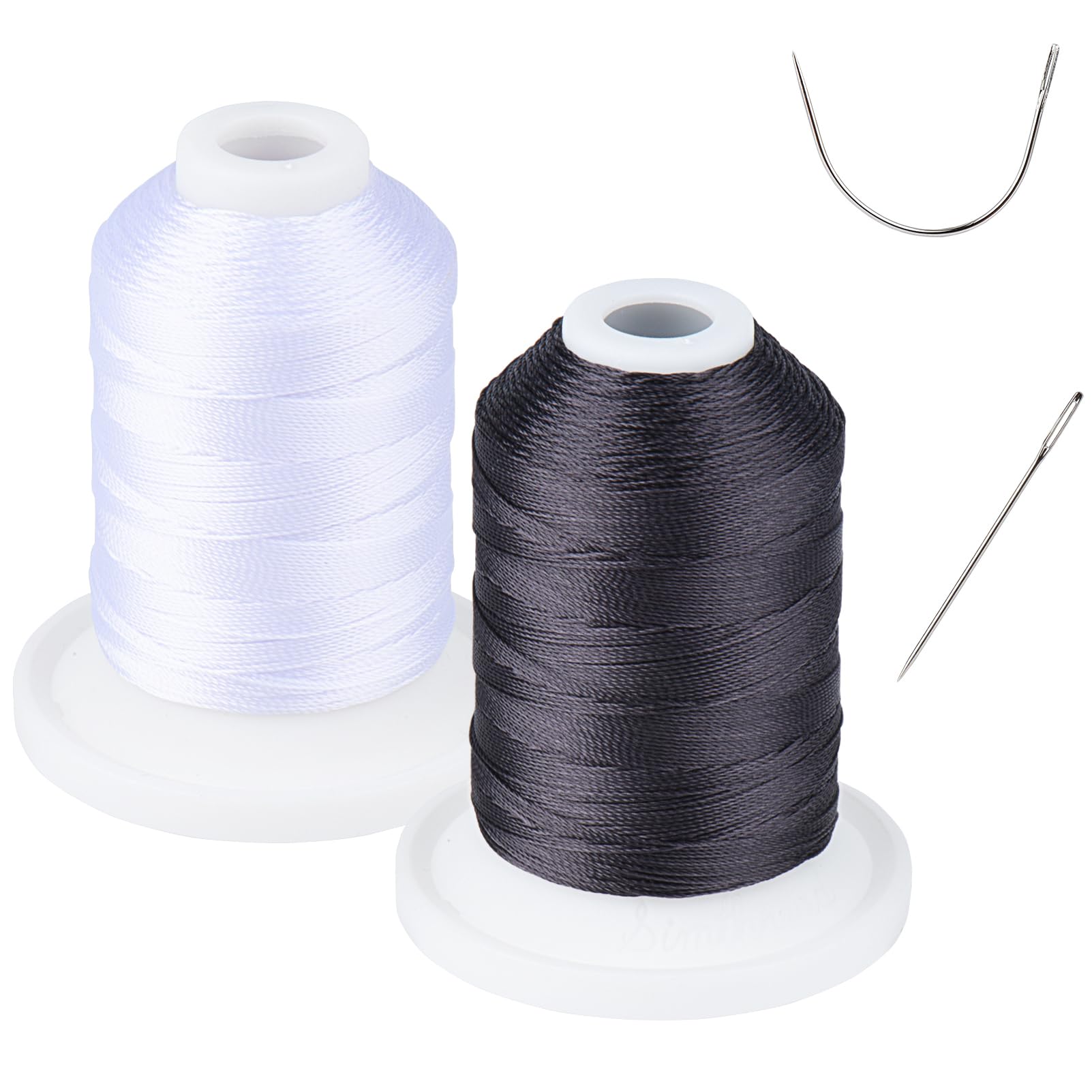 UV Resistant - Simthread 100% Polyester Bonded Thread Tex 69 (12wt) - 250 Yards 1 White 1 Black,
