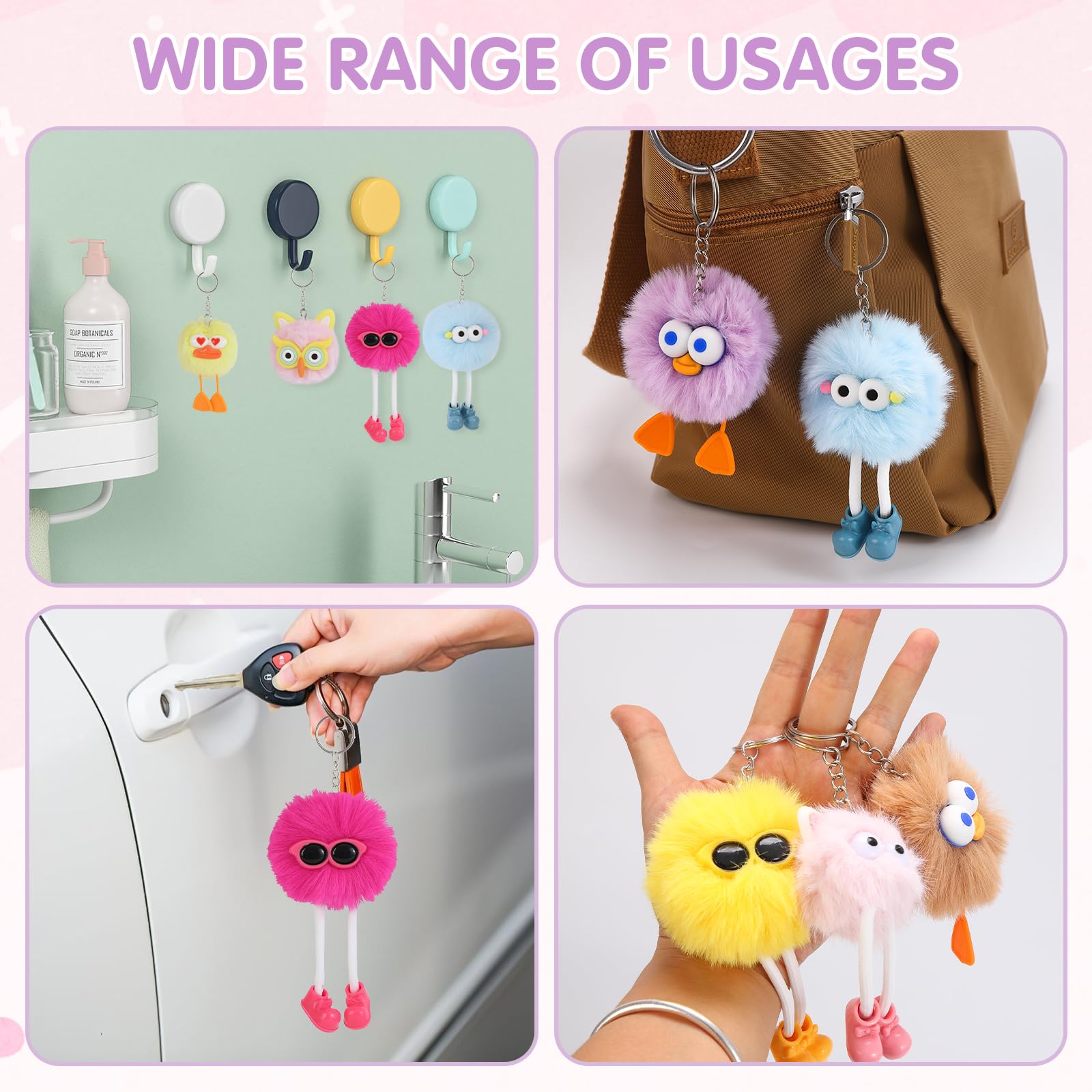 24 PCs Kids Keychains - Keychain Cute for Birthday Christmas Gifts for Grandkids Stocking Stuffers for Kids Goodie Bags Pinata Toys Classroom Prizes Elementary Carnival Prizes in Bulk Party Favors