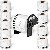 Suminey - Compatible Continuous Labels Replacement for Brother DK-2205 (2.4 in x 100 ft), Use with Brother QL Label Printers [10 Rolls+ 1 Refillable Cartridge]
