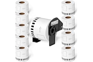 Suminey Compatiblie Brother Continuous Lables Replacement for DK-2205(2.4 in x 100 ft) Use with Brother QL-800 QL-720NW QL-810W QL-820nwb Label Printer - 10 White Paper Rolls + 1 Frame