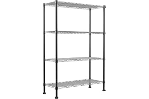 REGILLER 4-Wire Shelving Metal Storage Rack Adjustable Shelves,Standing Storage Shelf Units for Laundry Bathroom Kitchen Pantry Closet(Black,14.1" D x 30" W x 54" H)