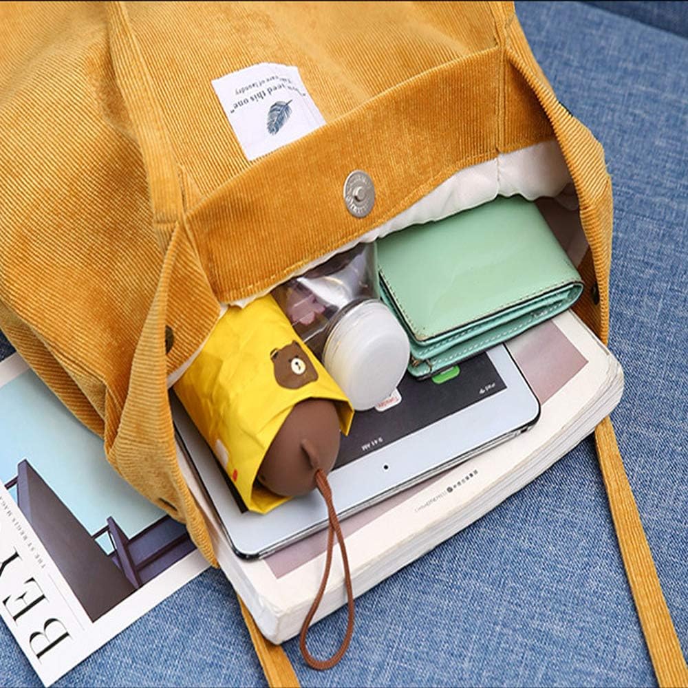 Funtlend Large Cord Bag for Women Corduroy Tote Bag Women Shoulder Handbags Totebag for School Shopping Work College Casual - Image 5