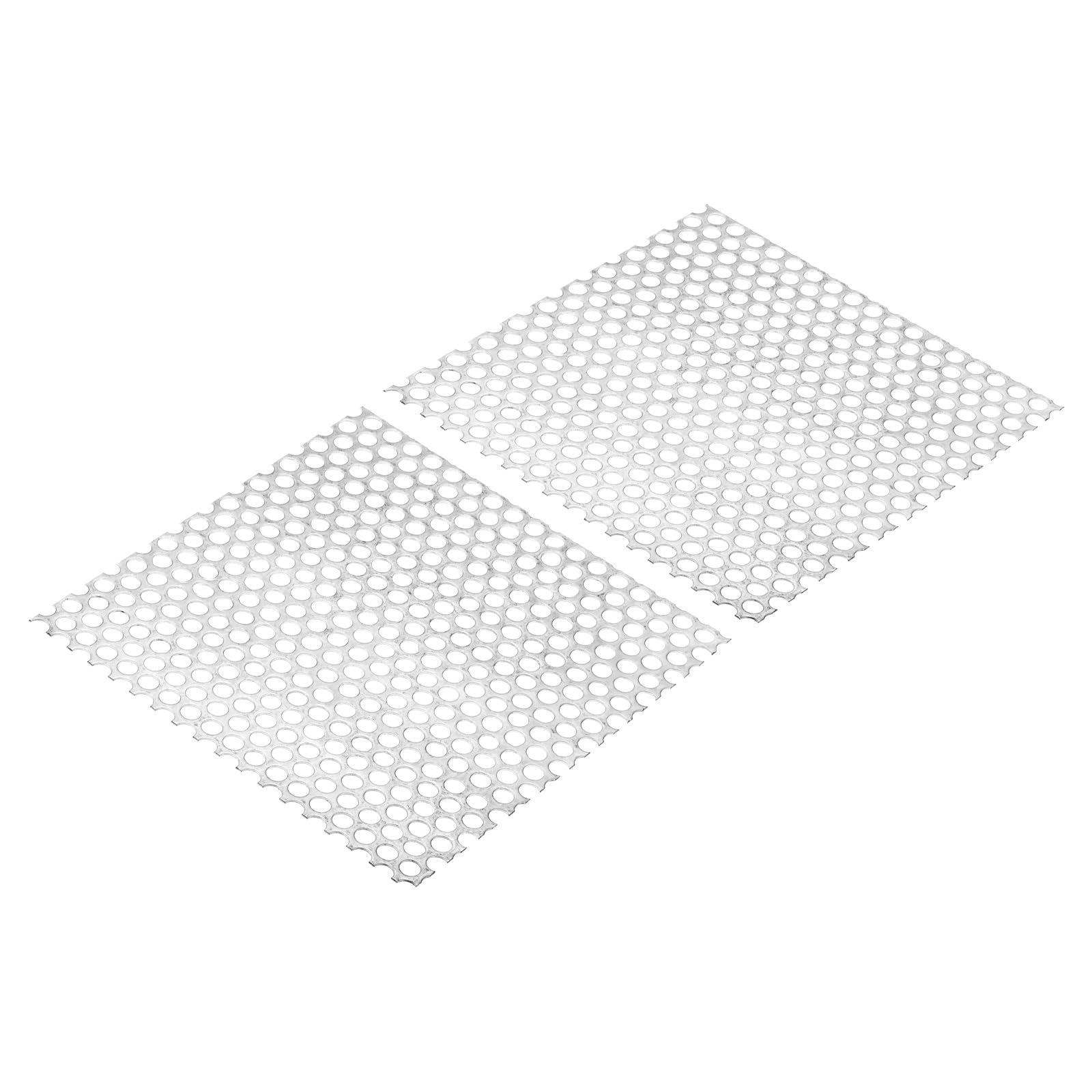 PATIKIL 8" x 8" 304 Stainless Steel Perforated Sheet, 2pcs 0.32" Hole 19GA Expanded Metal Mesh Plate Screen Decorative Meshes for Ventilation Grill Smoking