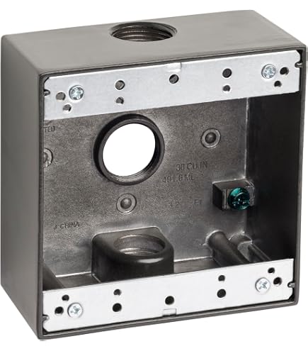ENERLITES Weatherproof Outlet Box with Three 1/2-in Threaded Outlets, Outdoor Electrical Box, 3 Holes 0.50 Each, 1-Gang, 4.57 Height x 2.83 Length x 2.05 Depth, EN1350 | For toggle, duplex, decorator and ENERLITES Weatherproof Outlet Box with Three 1/2-in Threaded Outlets, Outdoor Electrical Box, 3 Holes 0.50 Each, 1-Gang, 4.57 Height x 2.83 Length x 2.05 Depth, EN1350 | For toggle, duplex, decorator and