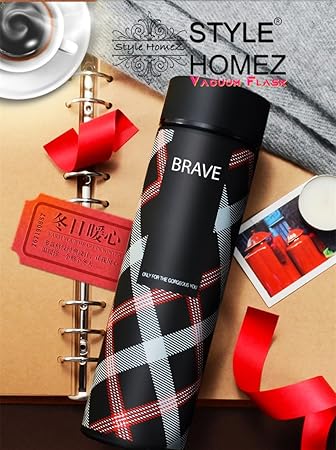 Style Homez Double Wall Vacuum Insulated Stainless Steel Flask Bpa Free Thermos Travel Water Bottle Sipper 480 ml,Black Color (Brave)