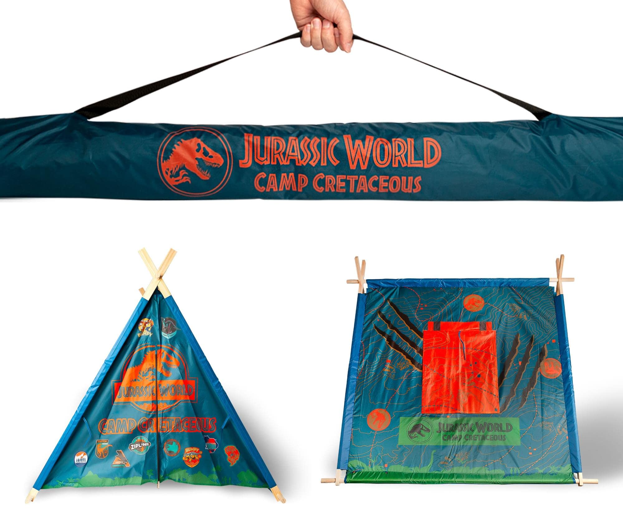 Ukonic Jurassic World: Camp Cretaceous Indoor Teepee Tent | Pop-Up Canopy Tents & Shelters, Fort Playhouse for Kids, Indoor Reading Nook | Dinosaur Toys & Games, Gifts and Collectibles | 5 x 4 Feet