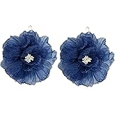 JIMARIN Bohemian Natural Fabric Flower Lightweight Dangle Drop Earrings Aesthetic Floral Simulation Summer Hook Earrings For Women