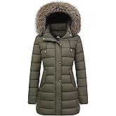 Women's Winter Thickened Down Jacket Warm Long Puffer Coat Waterproof Parka with Faux Fur Removable Hood