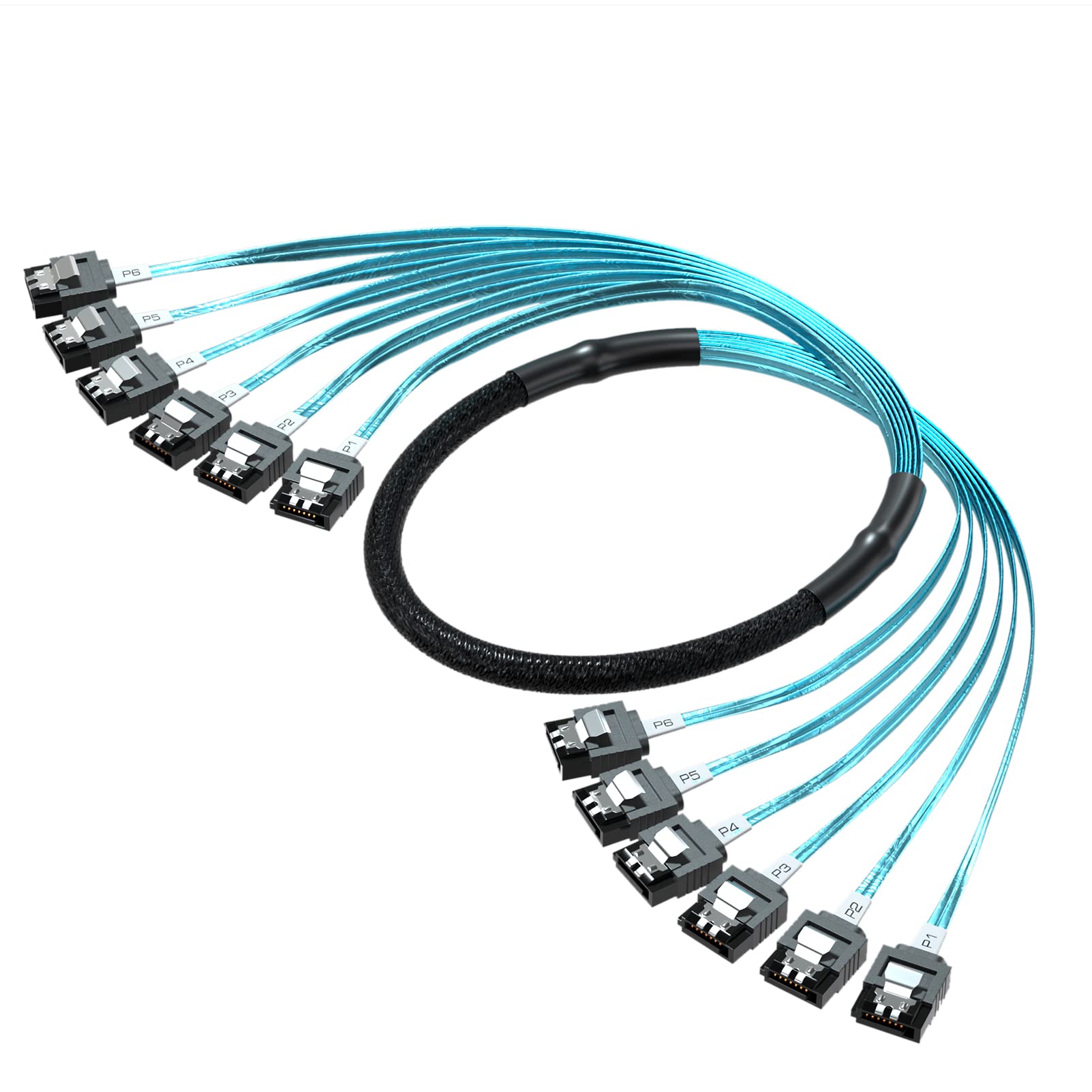 Kirolle 0.8m/2.6ft 6Gbps High Speed Sata Cable 3 Ⅲ Sas Cable for Server HDD SDD Computer CD DVD Drivers(6pcs/set)