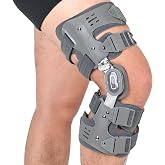DOUKOM Unloader Knee Brace for Osteoarthritis Pain Relief Right Leg | hinged medial &amp; lateral support, offloads bone-on-bone pressure, anti-slip padding, quick buckles, walking hiking daily use