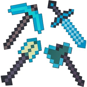 4 Pack Kids Game Role-Play Toy Weapon Set - Sword Pickaxe Axe and Shovel, Perfect Toys Foam Weapons Gift for Game Fans Hallow