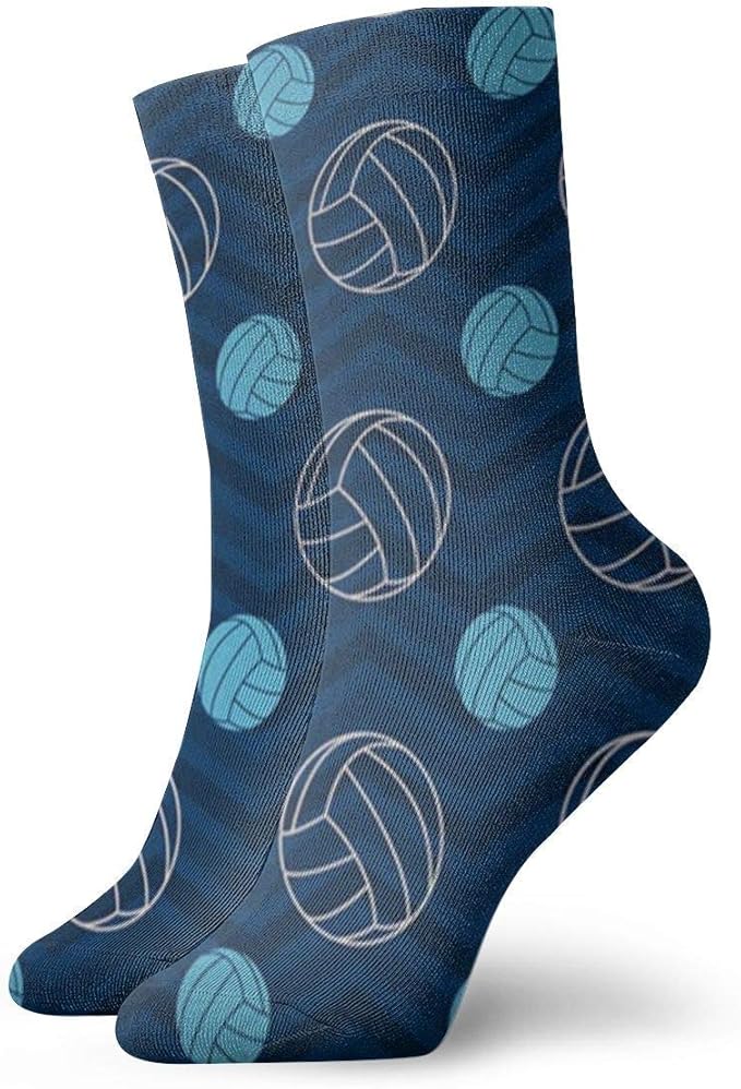 Chaussettes de volleyball à chevrons bleus et marron clair pour femme