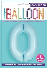 Unique Giant Foil Number 0 Balloon 86 cm Matte Baby Blue view 2
