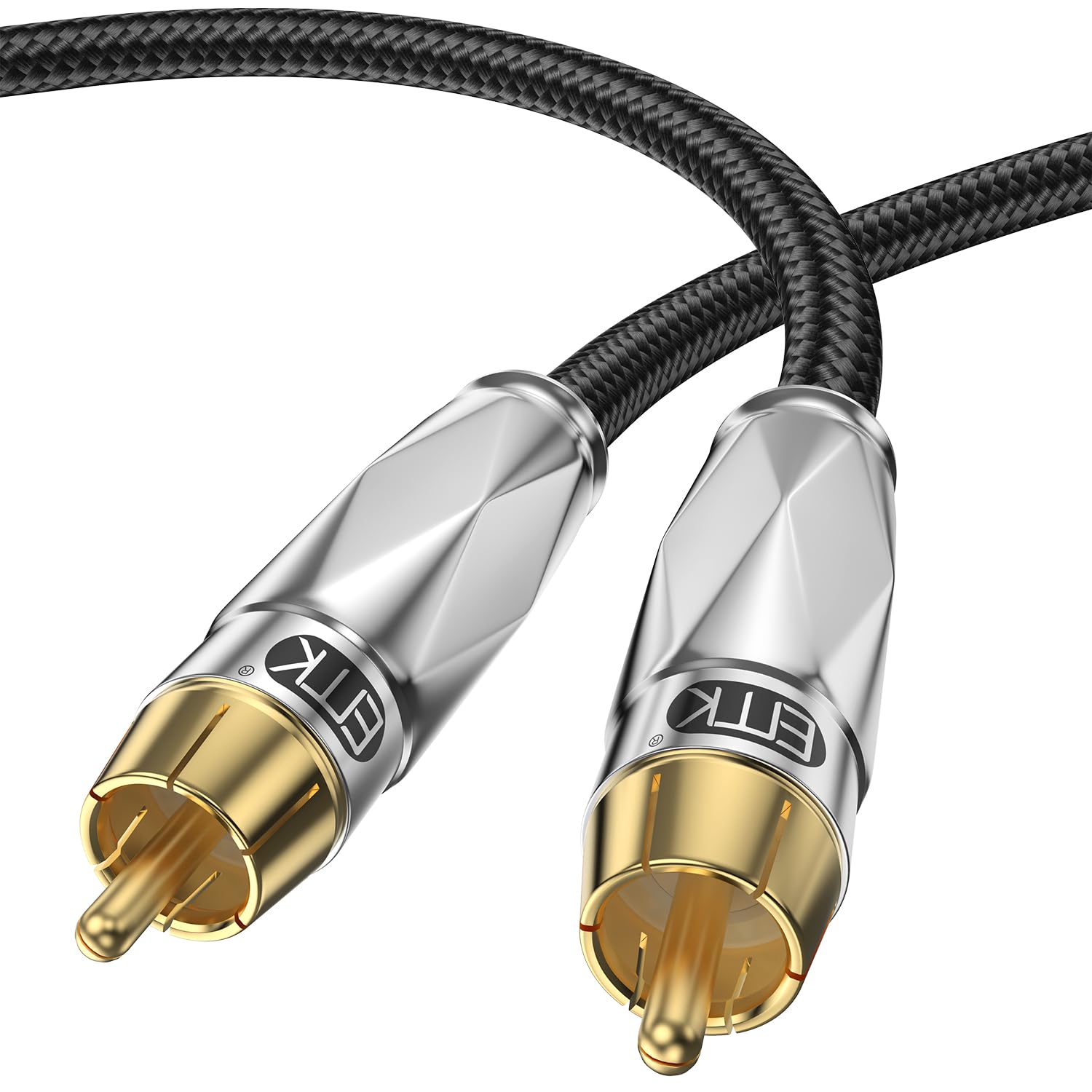EMK Subwoofer Cable 1M, Digital Coaxial Audio Cable [Dual Shielded, 24K Gold-Plated RCA to RCA] for Home Theater, HDTV, Car Stereo, Speakers, Hi-Fi Systems
